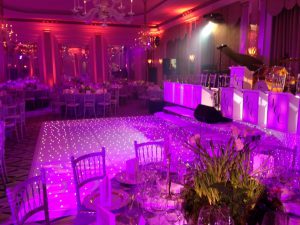 Claridges London complete event equipment hire dancefloors stages light up letters