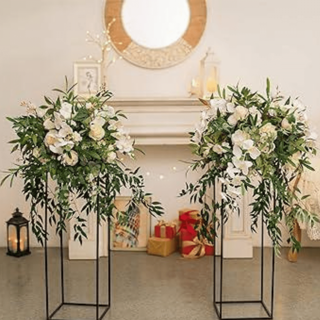 Tall Podiums with Fresh or Artificial (additional charge) flower display