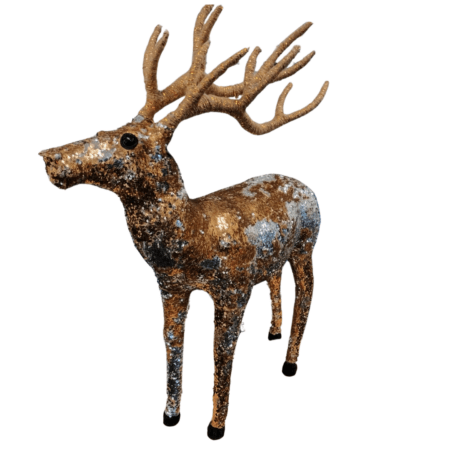 Gold & Silver Standing Sequin Reindeer Stag - 1m Tall