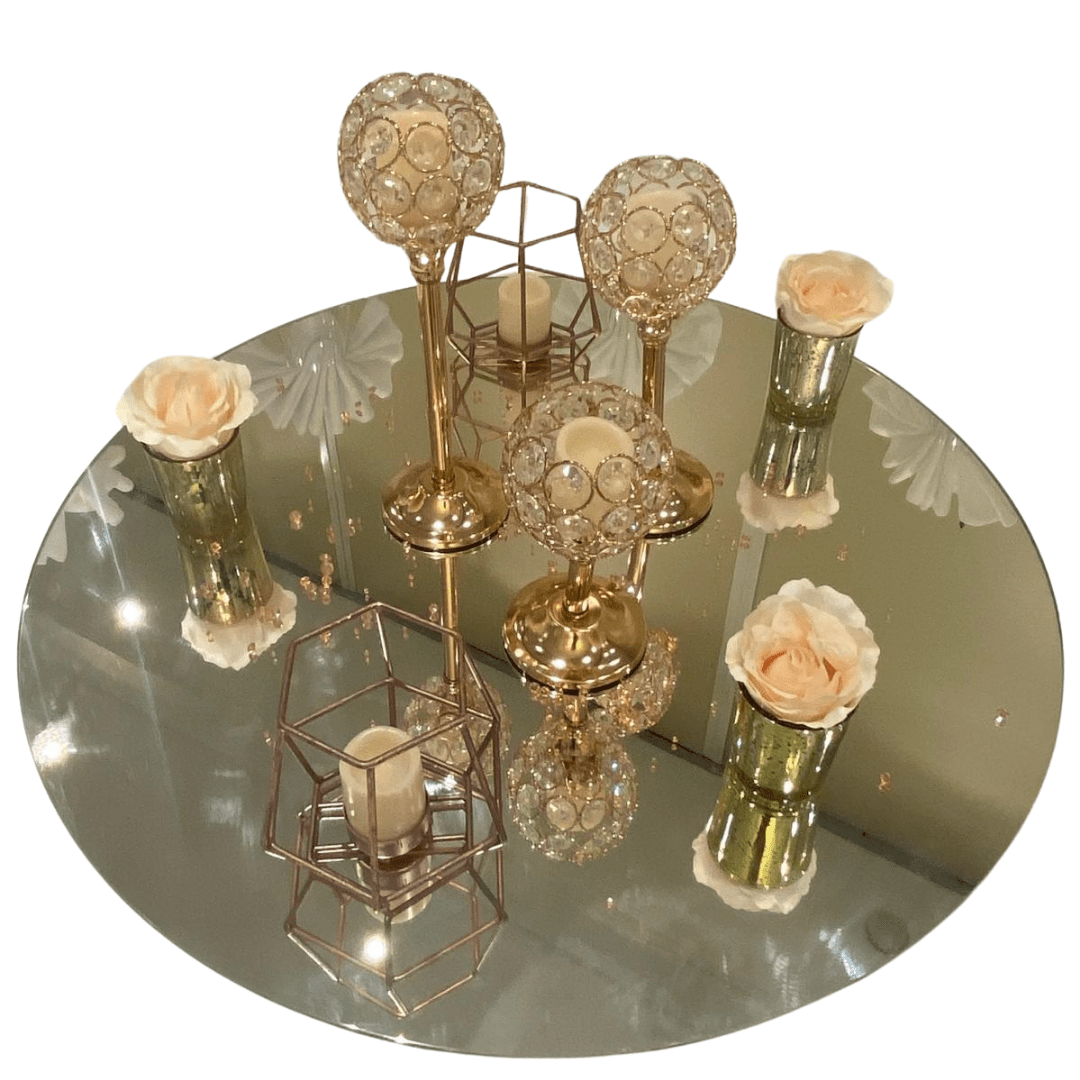 Rose Gold Votive Candlestick Holders with Tea Light Holders with Artificial Flowers