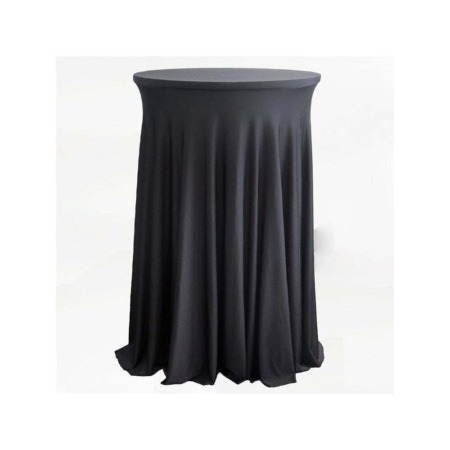Tablecloth for round poseur Table, pleated Stretch Cover for cocktail table (Black 60cm Diameter)
