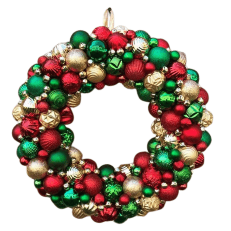 Large Multicoloured Bauble Wreath (Red, Gold, Green)